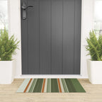 Sage Olive Green Stripes Welcome Mat Gallery Image 3