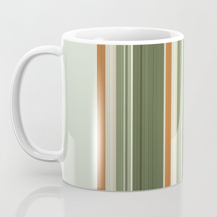 Sage Olive Green Stripes Coffee Mug Gallery Image 3