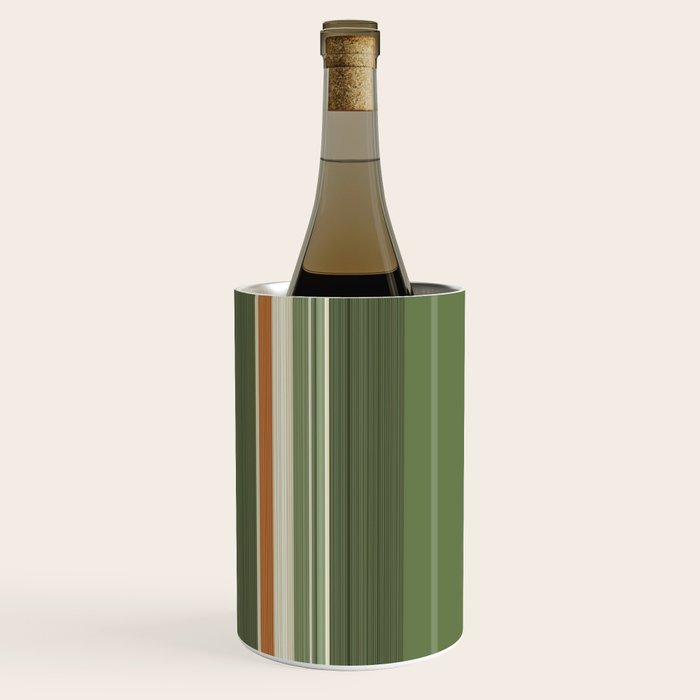 Sage Olive Green Stripes Wine Chiller Gallery Image 3