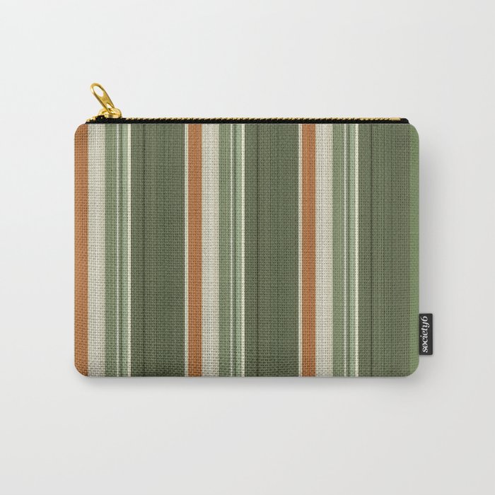 Sage Olive Green Stripes Carry All Pouch Gallery Image 1
