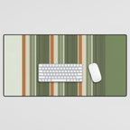 Sage Olive Green Stripes Desk Mat Gallery Image 1