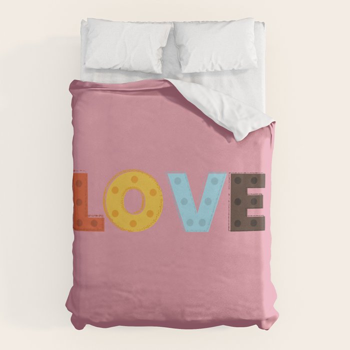 Happy LOVE - typography Duvet Cover Gallery Image 1