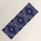 Southwestern Geometric - Tan White Navy Yoga Mat Gallery Image 1