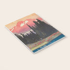 Storms over Keiisino - Winter Mountain & Forest Ukiyoe Nature Landscape in Pink, Blue, and Green Notebook Gallery Image 3