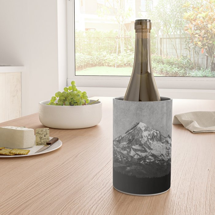 Mt Hood Black and White Vintage Nature Photography Wine Chiller Gallery Image 4