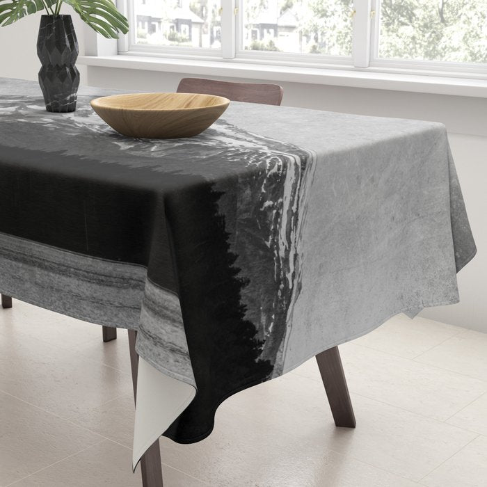 Mt Hood Black and White Vintage Nature Photography Tablecloth Gallery Image 3