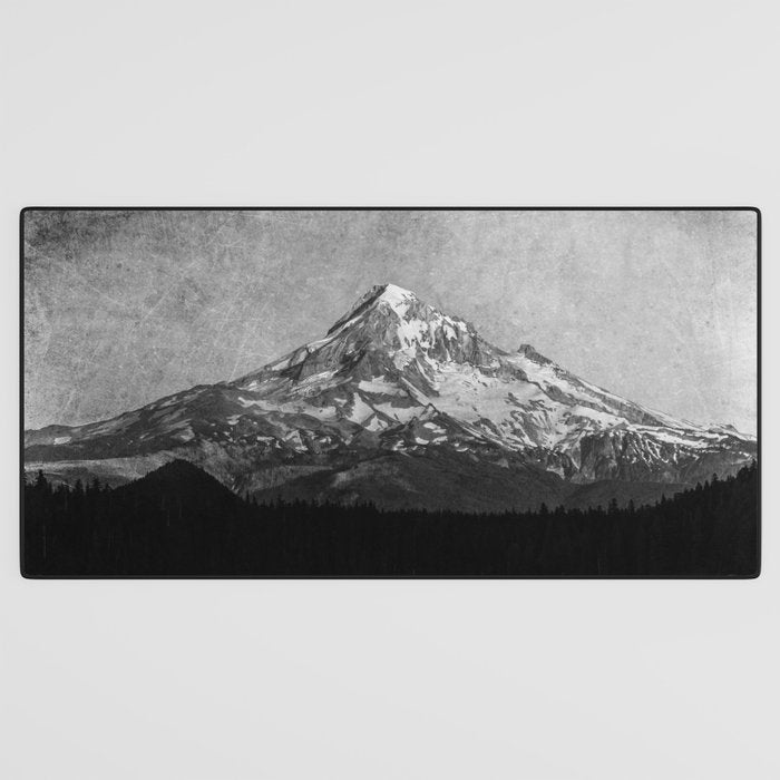 Mt Hood Black and White Vintage Nature Photography Desk Mat Gallery Image 3