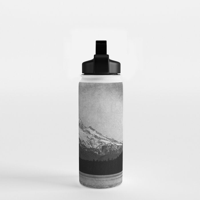 Mt Hood Black and White Vintage Nature Photography Water Bottle Gallery Image 2