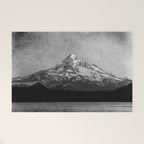 Mt Hood Black and White Vintage Nature Photography Welcome Mat Gallery Image 1