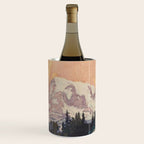 Storms over Keiisino - Winter Mountain & Forest Ukiyoe Nature Landscape in Pink, Blue, and Green Wine Chiller Gallery Image 3