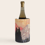 Storms over Keiisino - Winter Mountain & Forest Ukiyoe Nature Landscape in Pink, Blue, and Green Wine Chiller Gallery Image 1