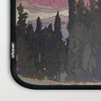 Storms over Keiisino - Winter Mountain & Forest Ukiyoe Nature Landscape in Pink, Blue, and Green Laptop Sleeve Gallery Image 3