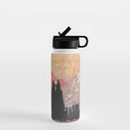 Storms over Keiisino - Winter Mountain & Forest Ukiyoe Nature Landscape in Pink, Blue, and Green Water Bottle Gallery Image 1