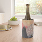 Storms over Keiisino - Winter Mountain & Forest Ukiyoe Nature Landscape in Pink, Blue, and Green Wine Chiller Gallery Image 4