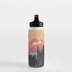 Storms over Keiisino - Winter Mountain & Forest Ukiyoe Nature Landscape in Pink, Blue, and Green Water Bottle Gallery Image 3