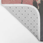 Storms over Keiisino - Winter Mountain & Forest Ukiyoe Nature Landscape in Pink, Blue, and Green Bath Mat Gallery Image 2