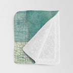 Wisconsin State Map Blue Vintage Throw Blanket Gallery Image 3
