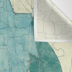 Wisconsin State Map Blue Vintage Wall Tapestry Gallery Image 3