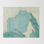 Wisconsin State Map Blue Vintage Throw Blanket Gallery Image 2