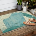 Wisconsin State Map Blue Vintage Outdoor Rug Gallery Image 2