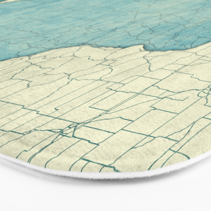 Wisconsin State Map Blue Vintage Bath Mat Gallery Image 3