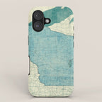 Wisconsin State Map Blue Vintage iPhone Case Gallery Image 1