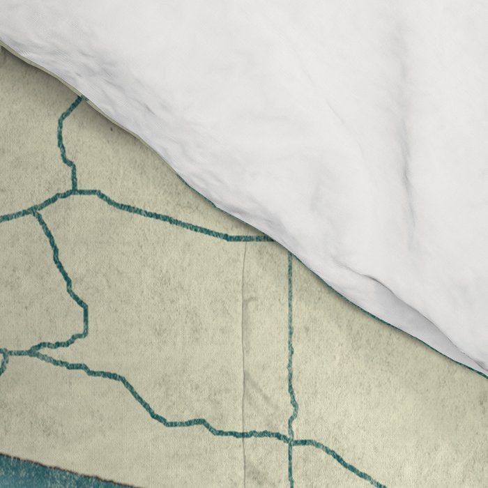 Wisconsin State Map Blue Vintage Comforter Gallery Image 4