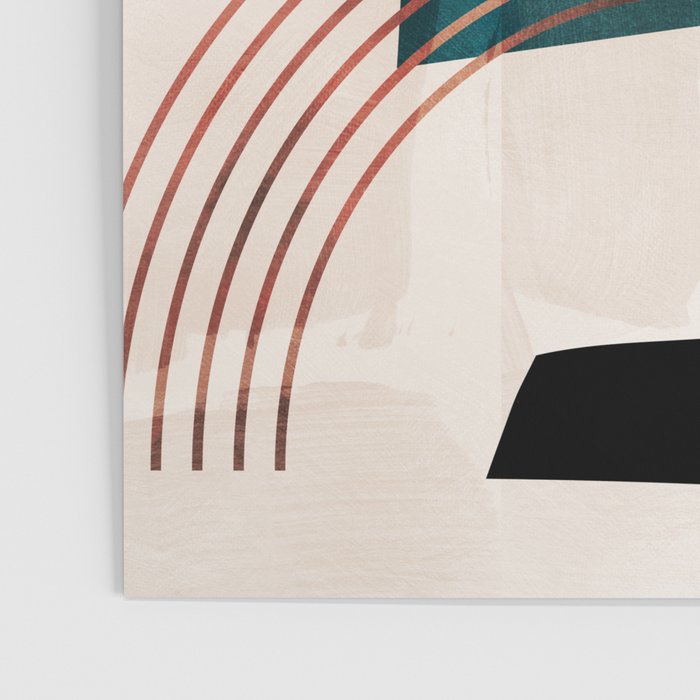 mid century shapes abstract painting Poster Gallery Image 3