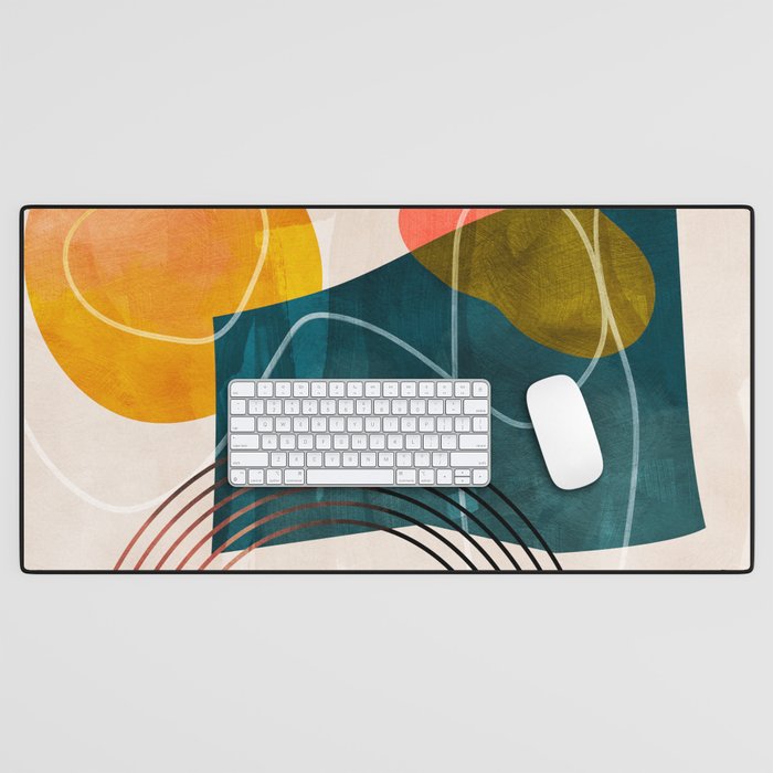 mid century shapes abstract painting Desk Mat Gallery Image 1