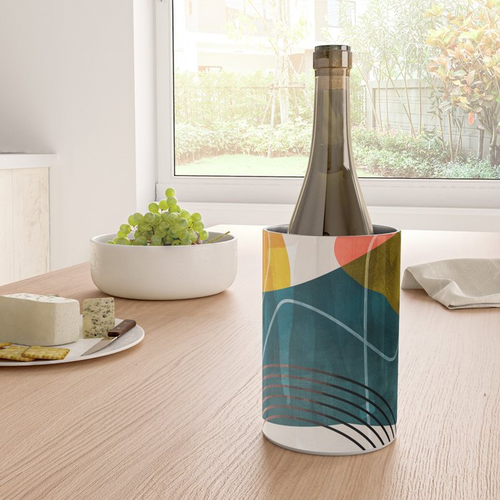 mid century shapes abstract painting Wine Chiller Gallery Image 4