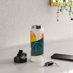 mid century shapes abstract painting Water Bottle Gallery Image 4