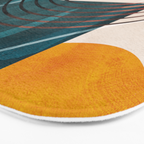 mid century shapes abstract painting Bath Mat Gallery Image 3