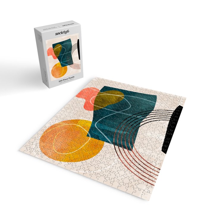 mid century shapes abstract painting Jigsaw Puzzle Gallery Image 2