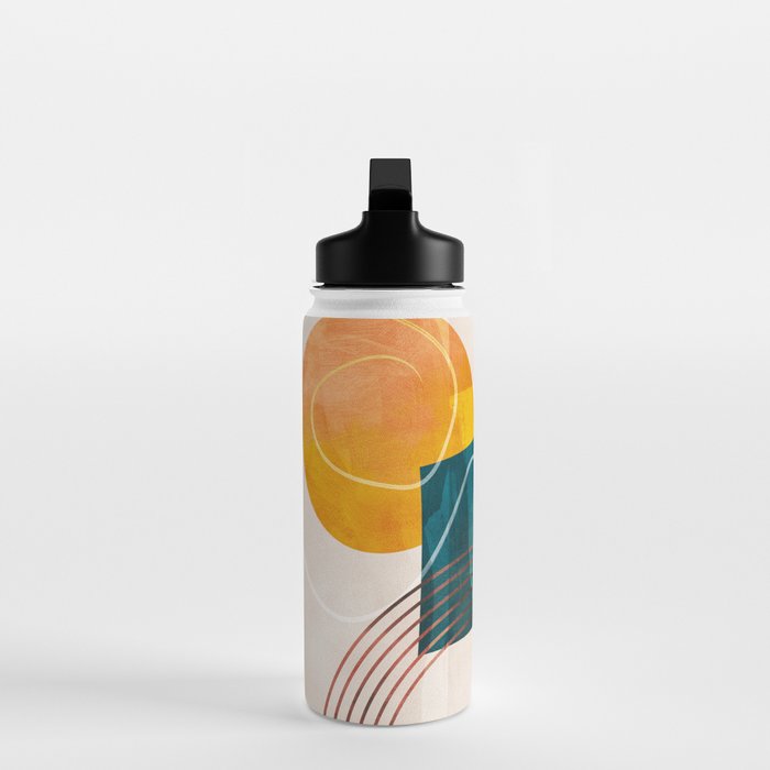 mid century shapes abstract painting Water Bottle Gallery Image 3