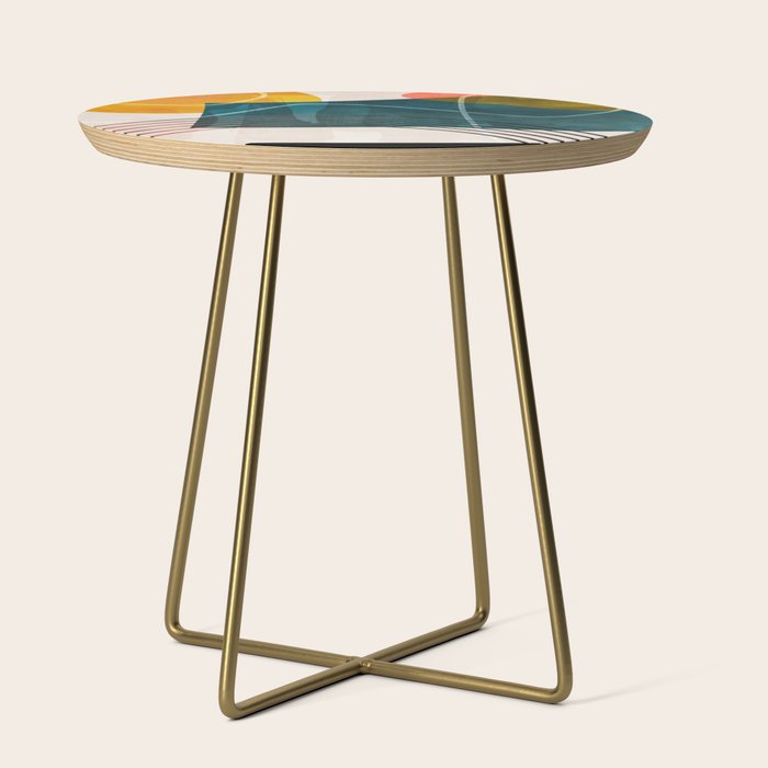 mid century shapes abstract painting Side Table Gallery Image 1