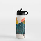 mid century shapes abstract painting Water Bottle Gallery Image 1