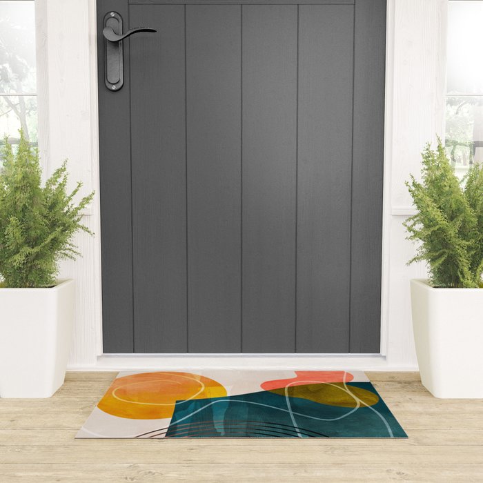 mid century shapes abstract painting Welcome Mat Gallery Image 3
