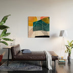 mid century shapes abstract painting Wood Wall Art Gallery Image 2