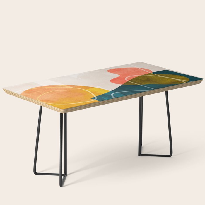mid century shapes abstract painting Coffee Table Gallery Image 1