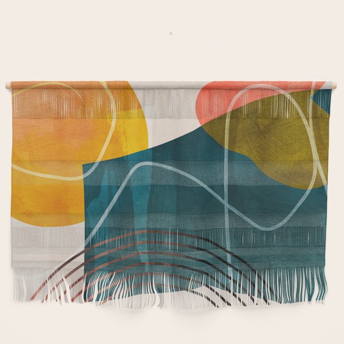 mid century shapes abstract painting Wall Hanging Gallery Image 1