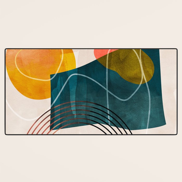 mid century shapes abstract painting Desk Mat Gallery Image 3