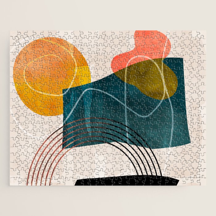 mid century shapes abstract painting Jigsaw Puzzle Gallery Image 1