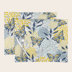 Floral and Butterflies Print, Blue and Yellow Placemat Gallery Image 1