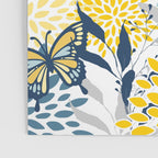Floral and Butterflies Print, Blue and Yellow Poster Gallery Image 3