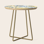 Floral and Butterflies Print, Blue and Yellow Side Table Gallery Image 1