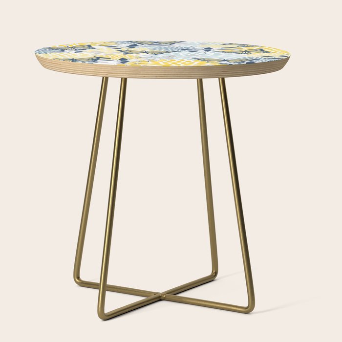 Floral and Butterflies Print, Blue and Yellow Side Table Gallery Image 1