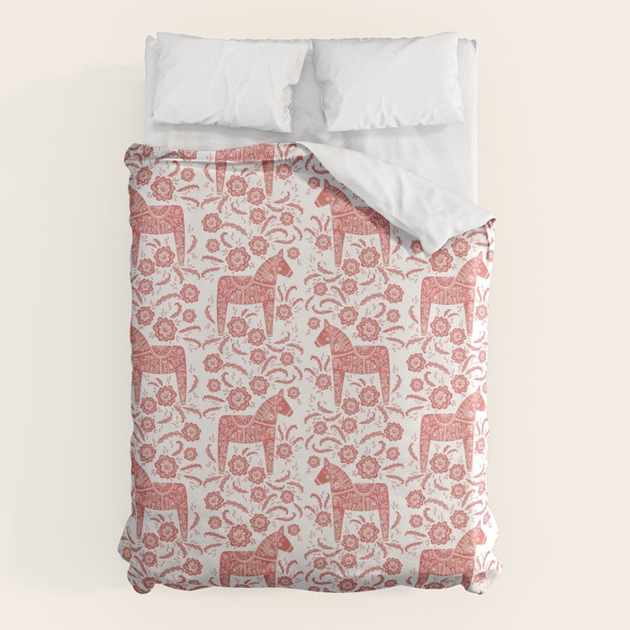 Swedish Dala Horse Red Duvet Cover Gallery Image 1