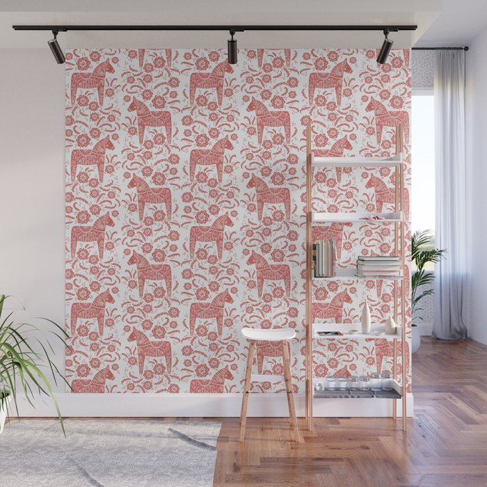 Swedish Dala Horse Red Wall Mural Gallery Image 1
