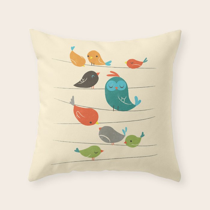 Colorful Birds Throw Pillow Gallery Image 6
