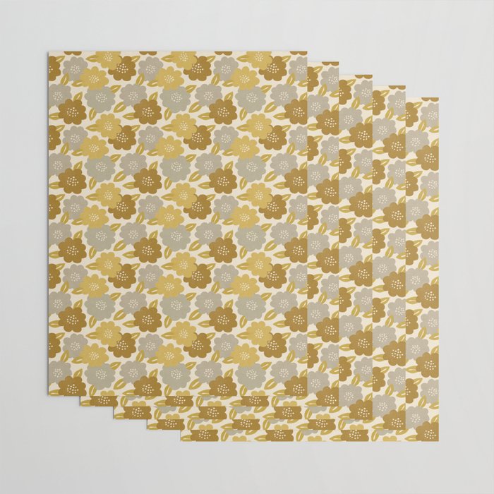 Warm Neutral Floral Pattern Wrapping Paper Gallery Image 3